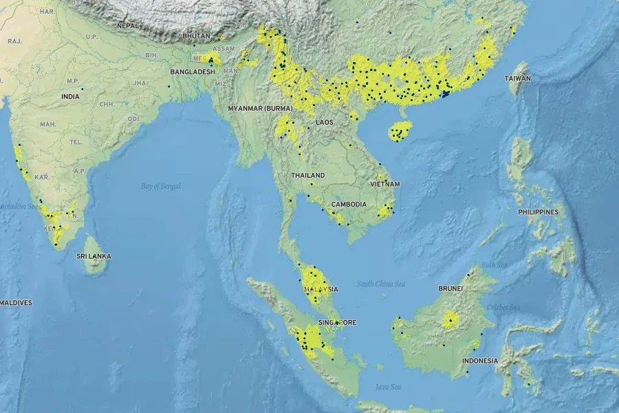 Embelia ribes Native Range