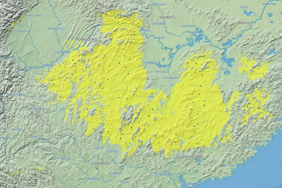 Eomecon chionantha Native Range