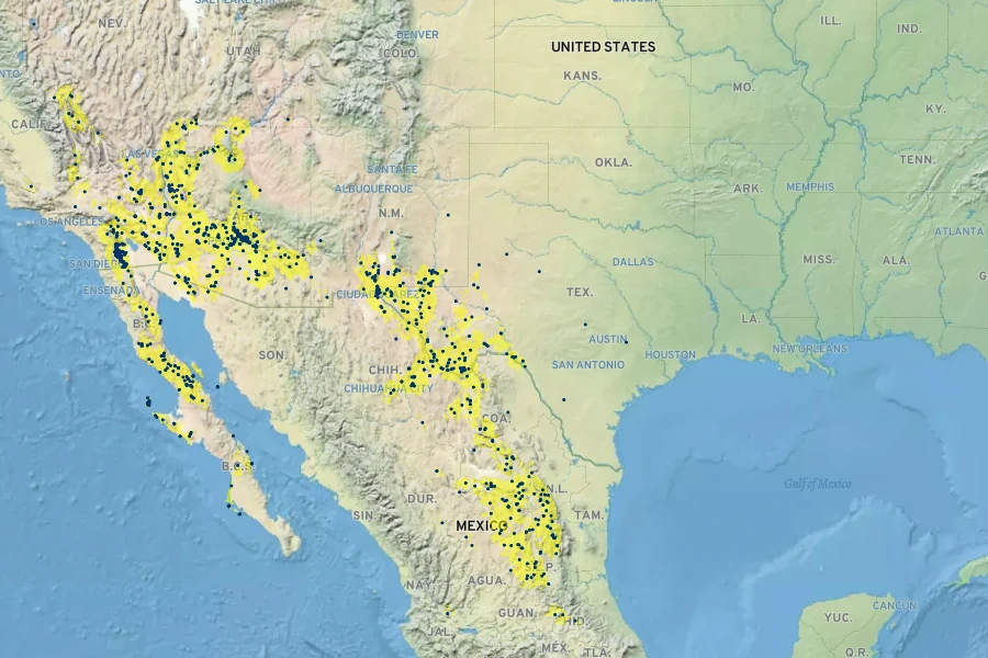 Ephedra aspera Native Range
