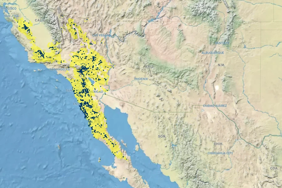 Ephedra californica Native Range
