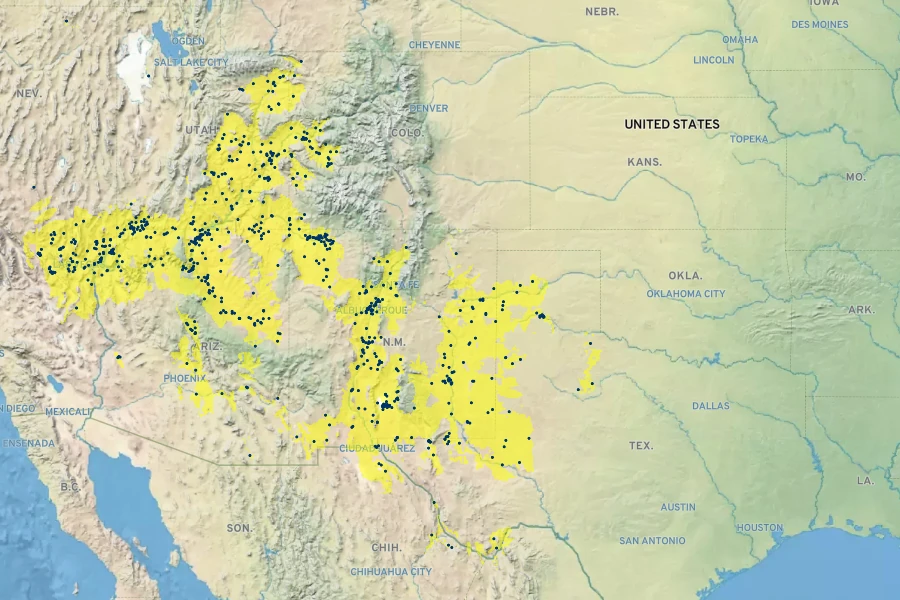 Ephedra torreyana Native Range