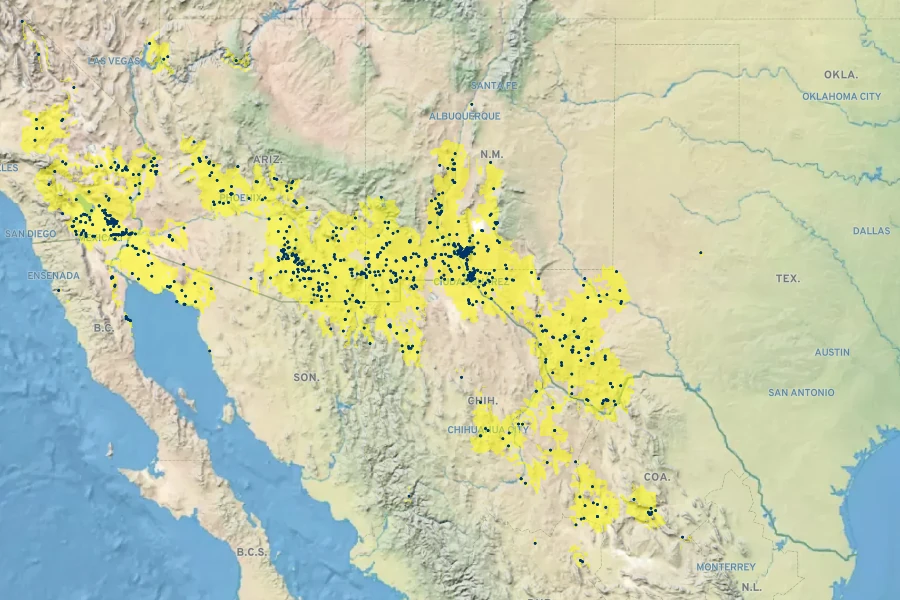 Ephedra trifurca Native Range