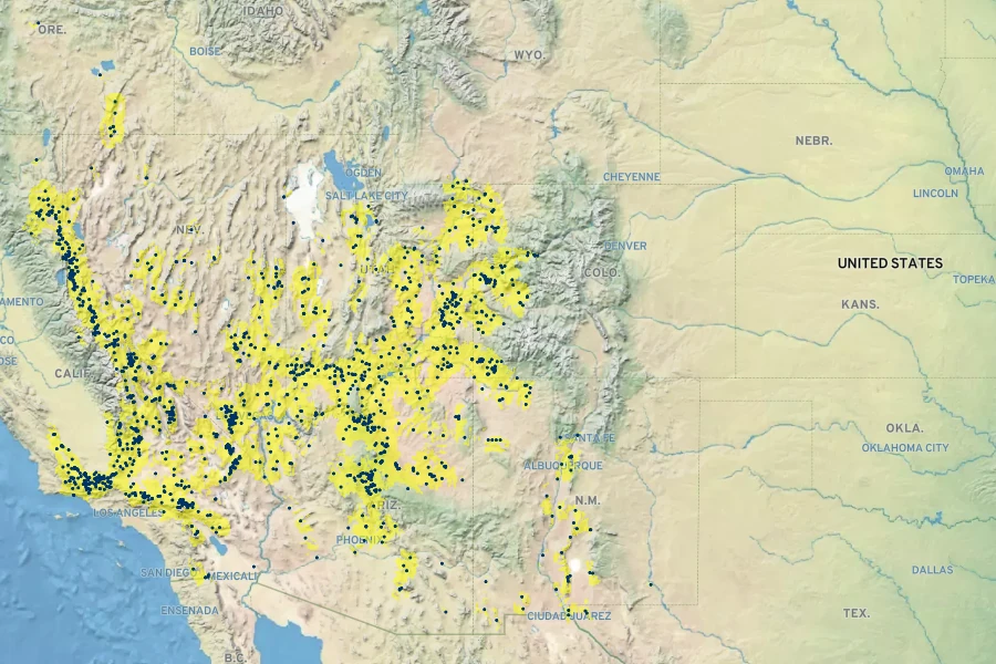 Ephedra viridis Native Range
