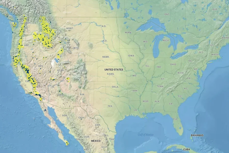 Epilobium glaberrimum Native Range