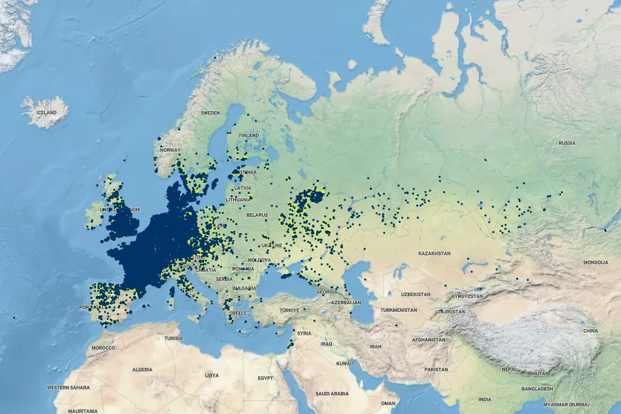 Epilobium tetragonum Native Range