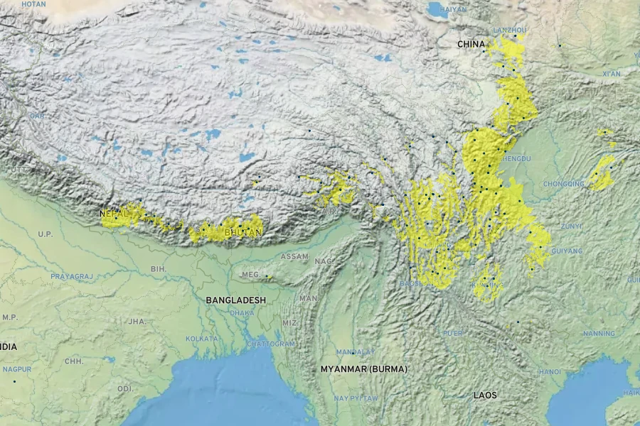 Epilobium wallichianum Native Range