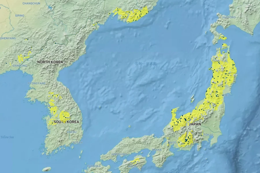 Epimedium koreanum Native Range
