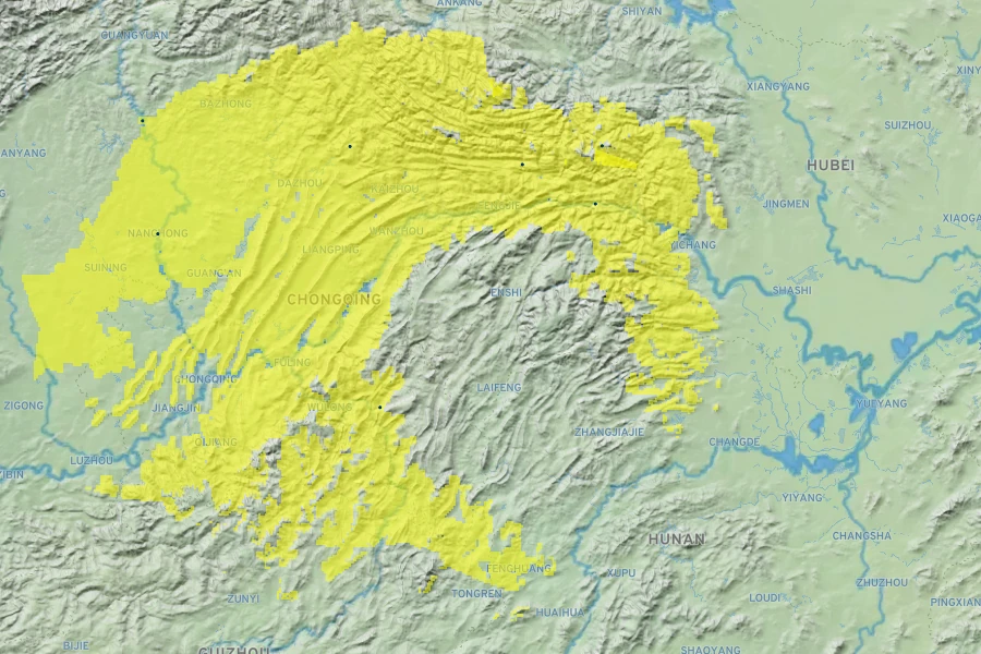 Epimedium wushanense Native Range