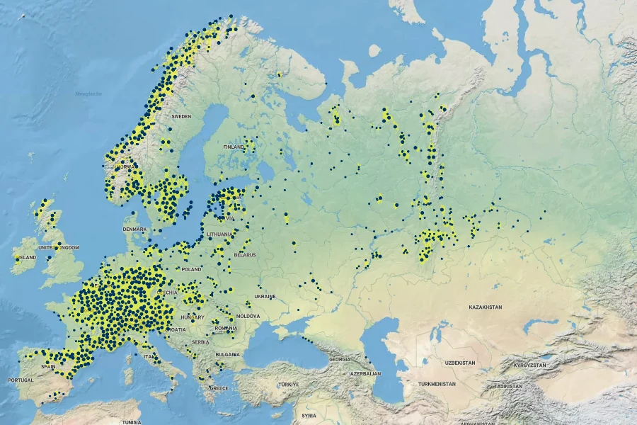 Epipactis atrorubens Native Range