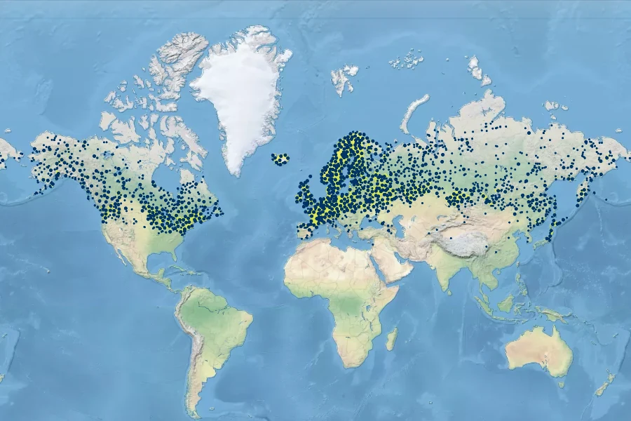Equisetum fluviatile Native Range