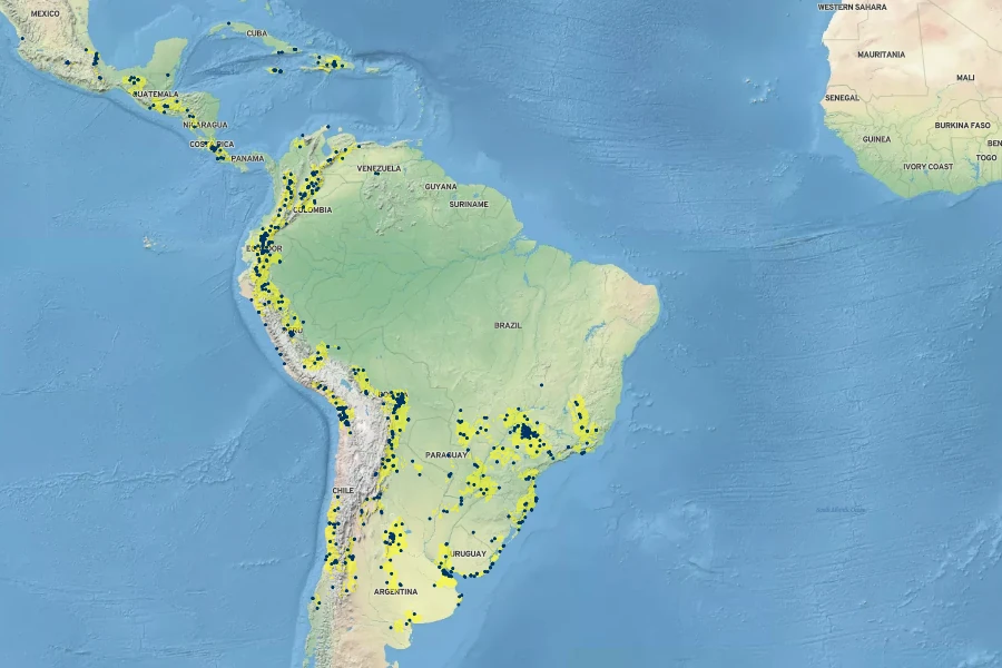 Equisetum giganteum Native Range