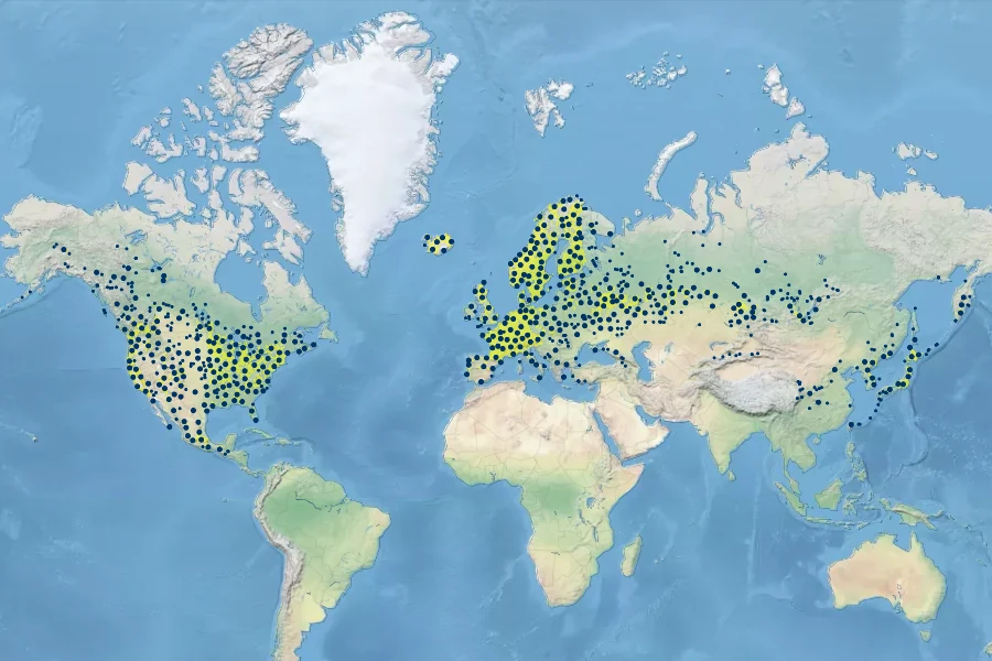 Equisetum hyemale Native Range