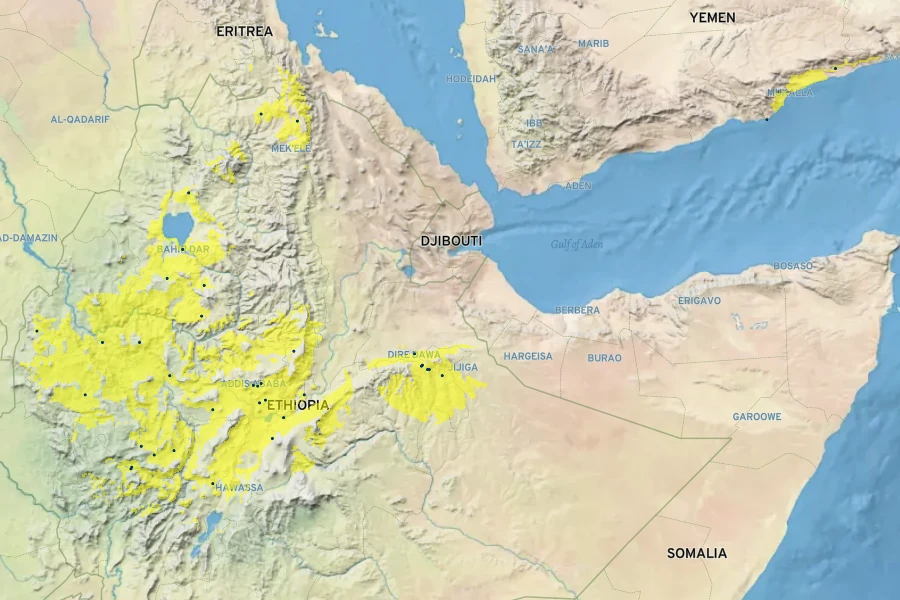 Eragrostis tef Native Range