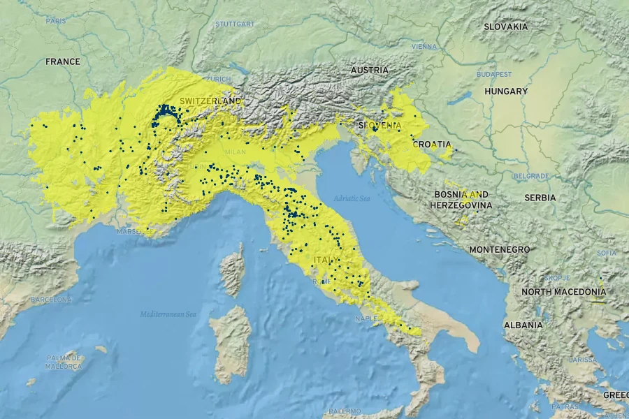 Eranthis hyemalis Native Range