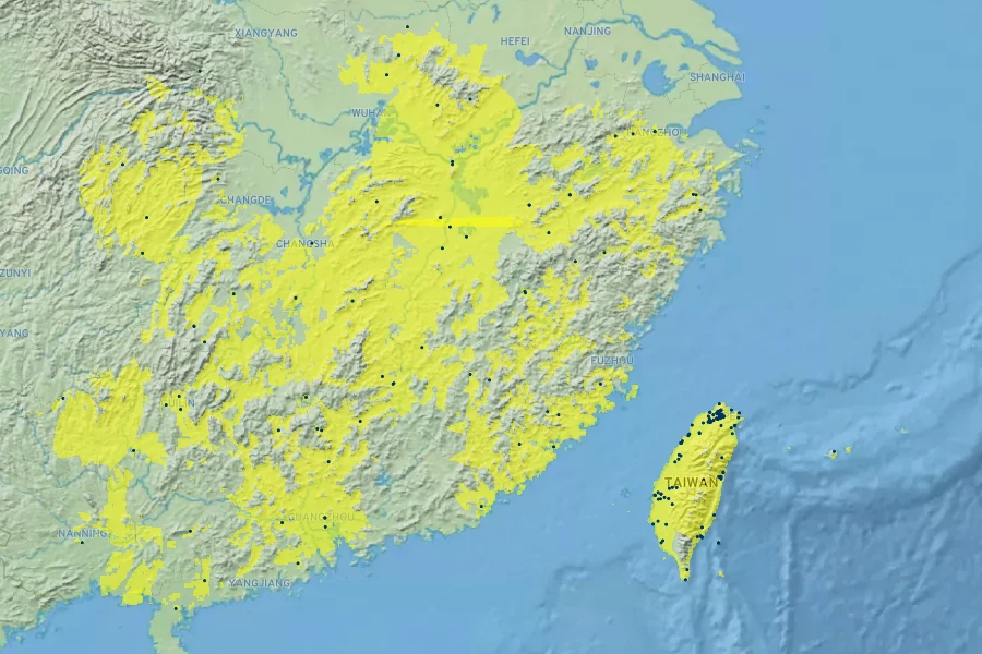 Eremochloa ophiuroides Native Range