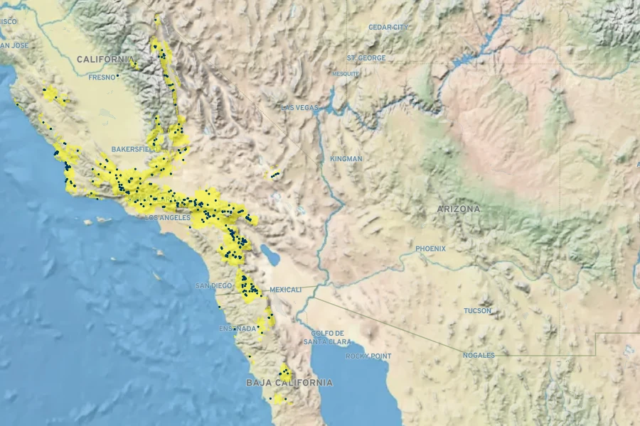 Eriastrum densifolium Native Range