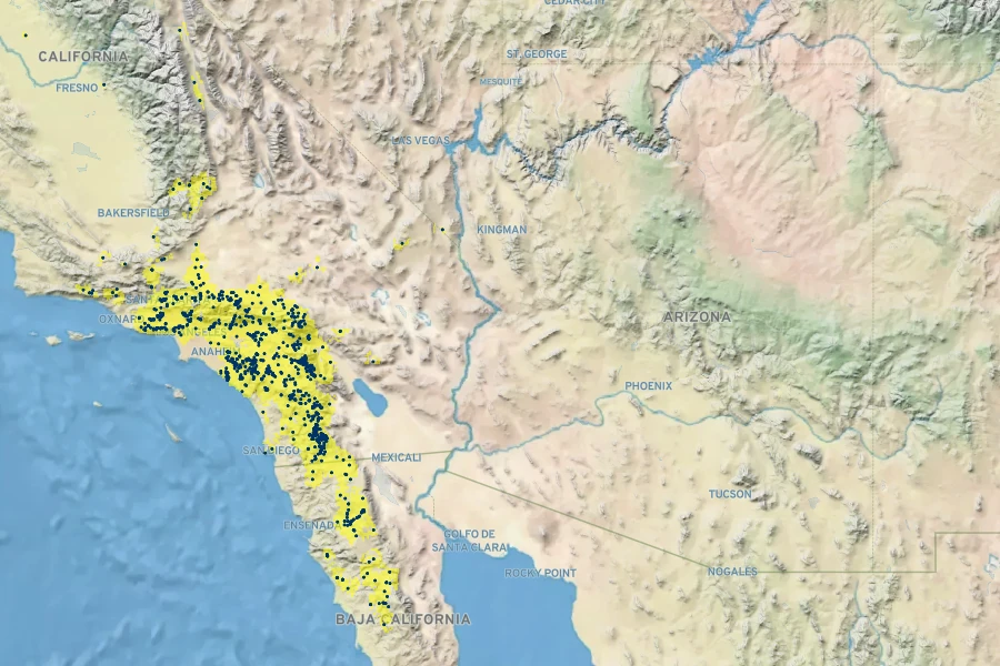 Eriastrum sapphirinum Native Range