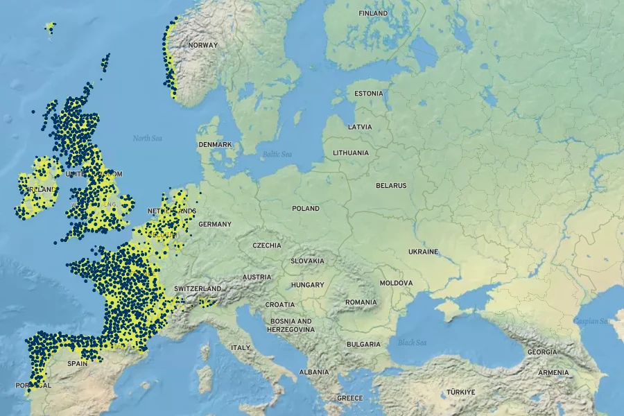 Erica cinerea Native Range
