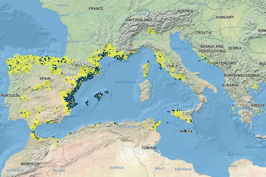 Erica multiflora Native Range