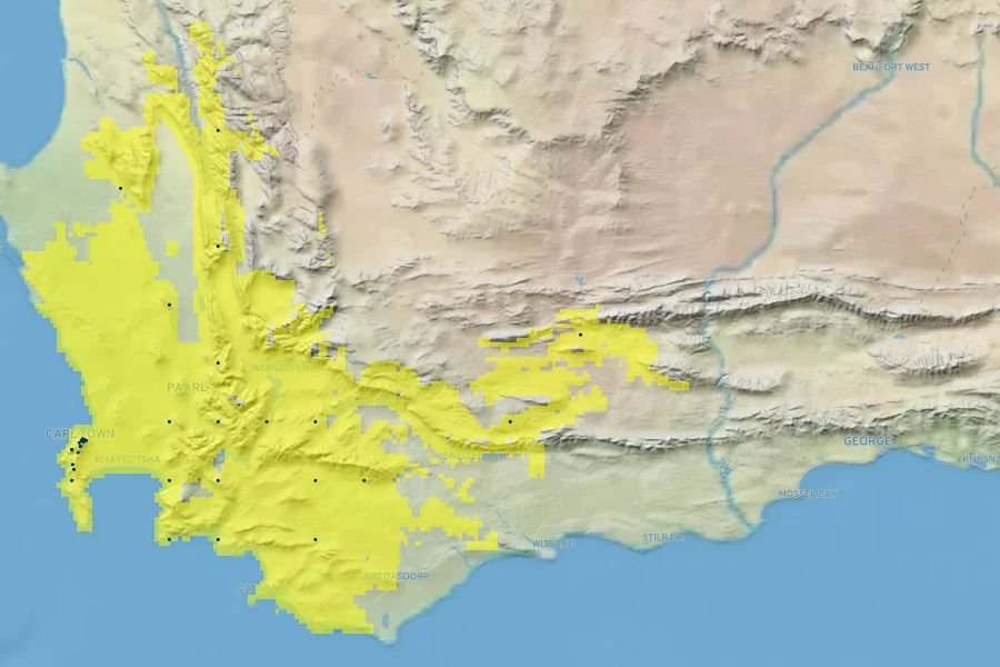 Erica strigosa Native Range