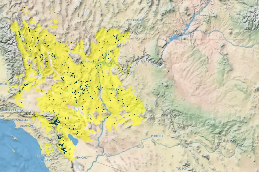 Ericameria paniculata Native Range