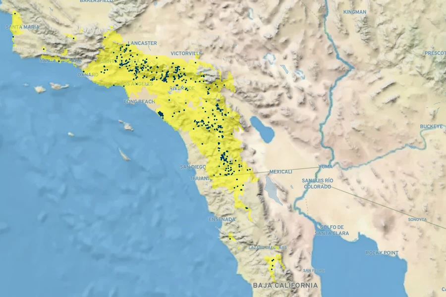 Ericameria pinifolia Native Range