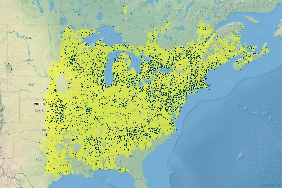 Erigeron annuus Native Range