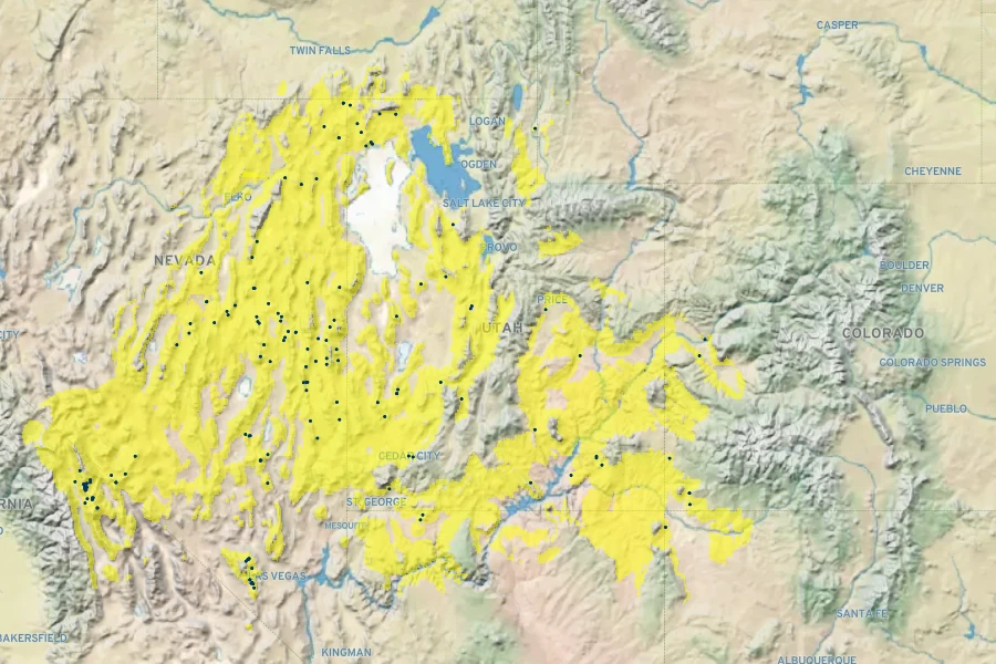 Erigeron argentatus Native Range
