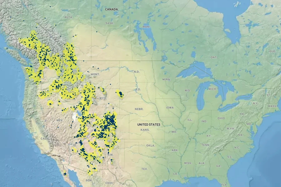 Erigeron speciosus Native Range