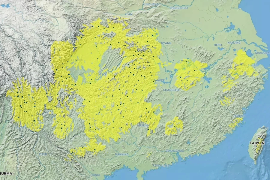 Eriocapitella hupehensis Native Range