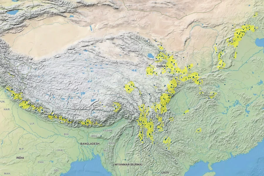 Eriocapitella rivularis Native Range