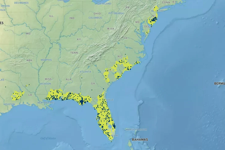 Eriocaulon compressum Native Range