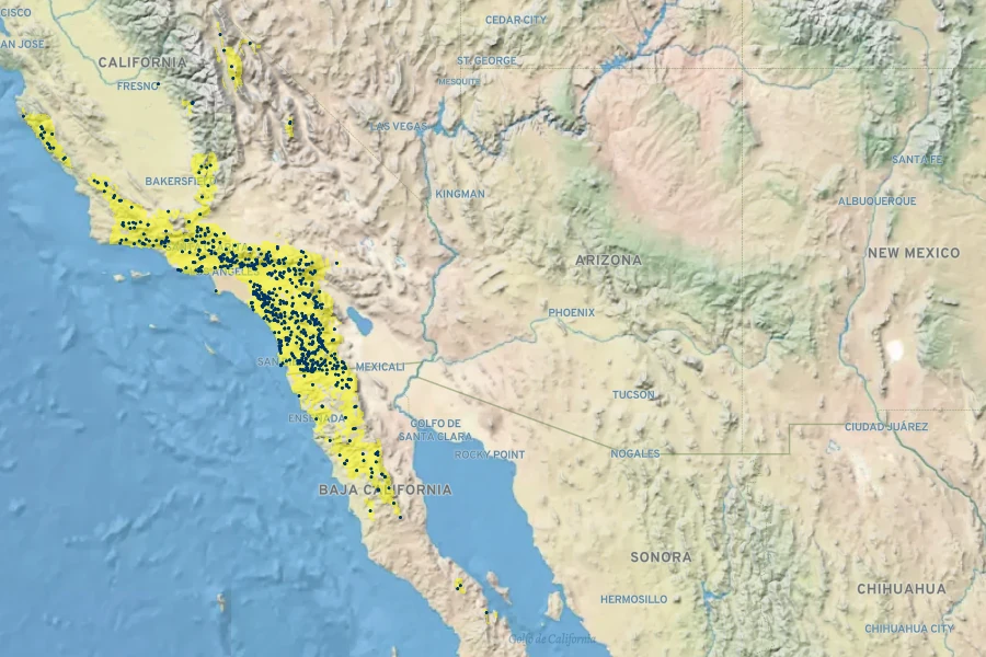 Eriocoma coronata Native Range