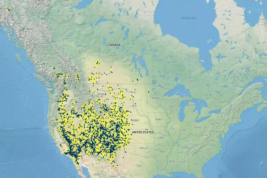 Eriocoma hymenoides Native Range