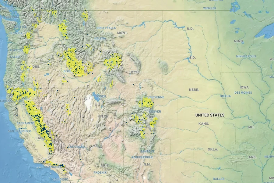 Eriocoma occidentalis Native Range