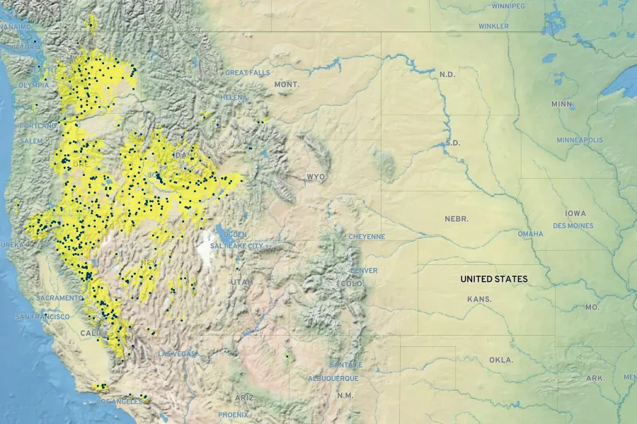 Eriocoma thurberiana Native Range