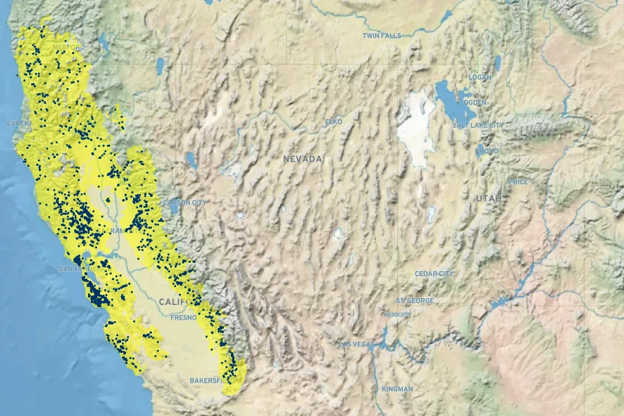 Eriodictyon californicum Native Range