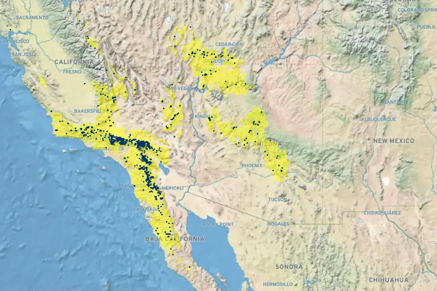 Eriogonum davidsonii Native Range
