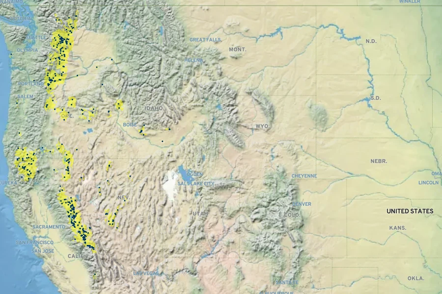 Eriogonum elatum Native Range