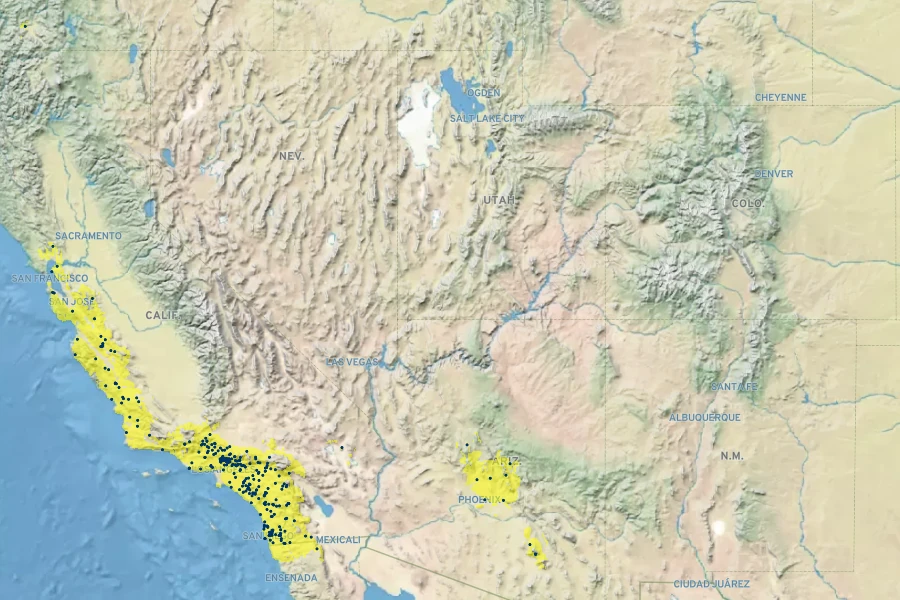 Eriogonum fasciculatum var. foliolosum Native Range
