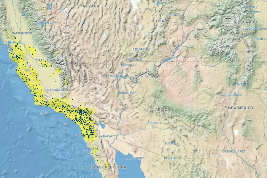 Eriogonum gracile Native Range