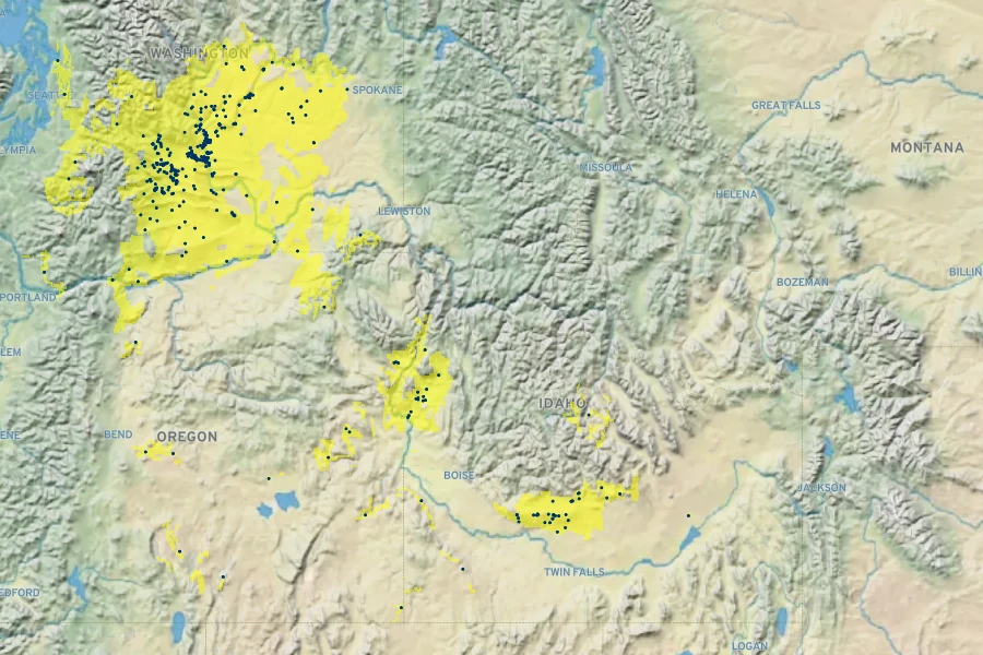 Eriogonum thymoides Native Range