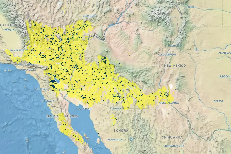 Eriogonum trichopes Native Range
