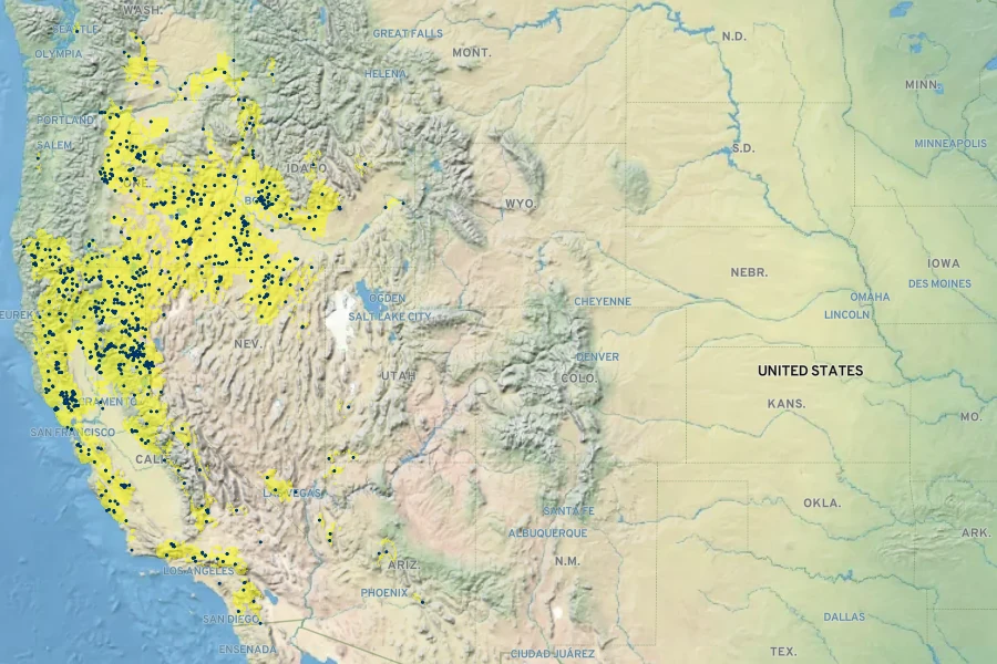 Eriogonum vimineum Native Range