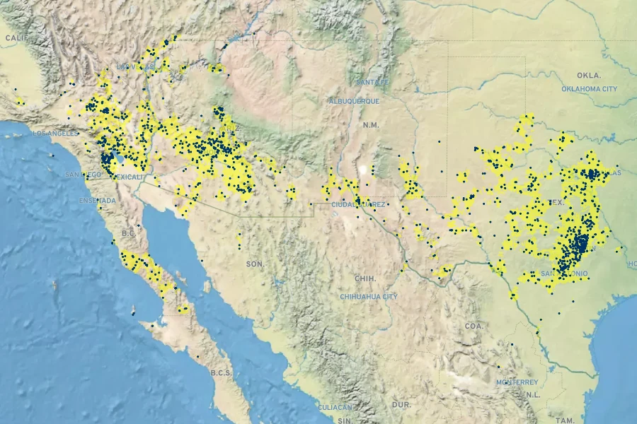 Erodium texanum Native Range