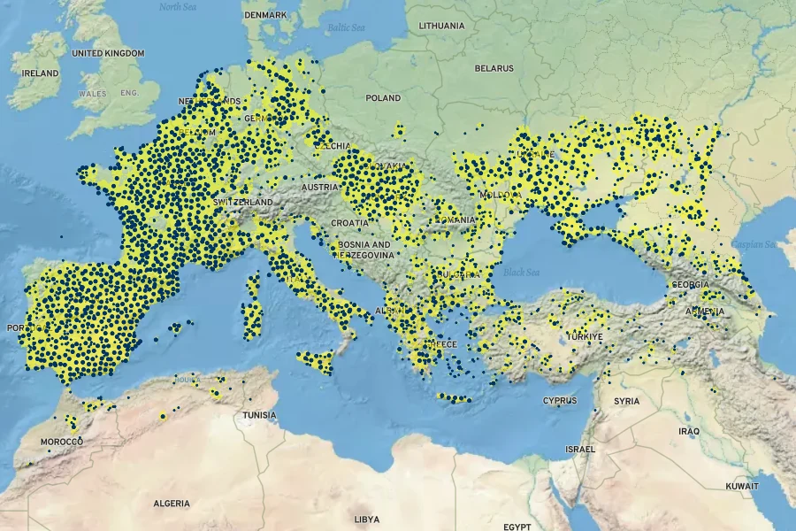 Eryngium campestre Native Range