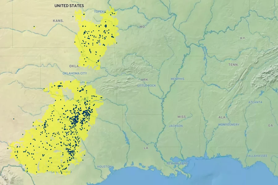 Eryngium leavenworthii Native Range