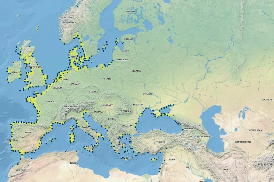 Eryngium maritimum Native Range