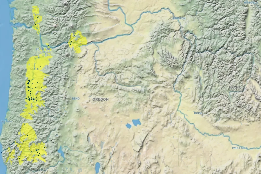 Eryngium petiolatum Native Range