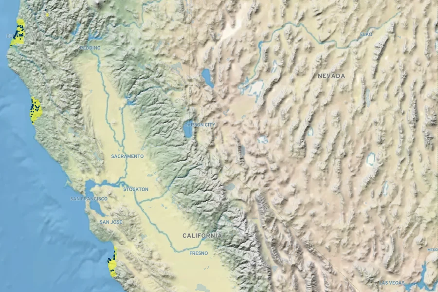 Erysimum menziesii Native Range